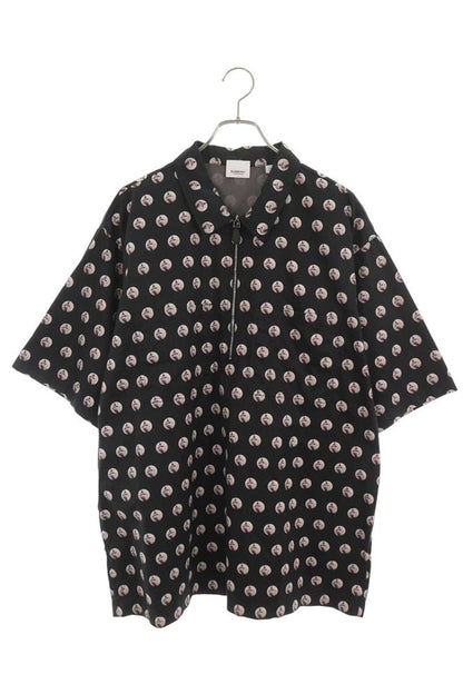 Burberry Half-Zip Print Short Sleeve Shirt Black Size XL