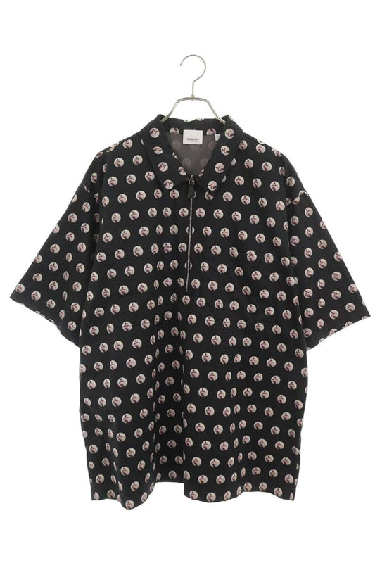 Burberry Half-Zip Print Short Sleeve Shirt Black Size XL