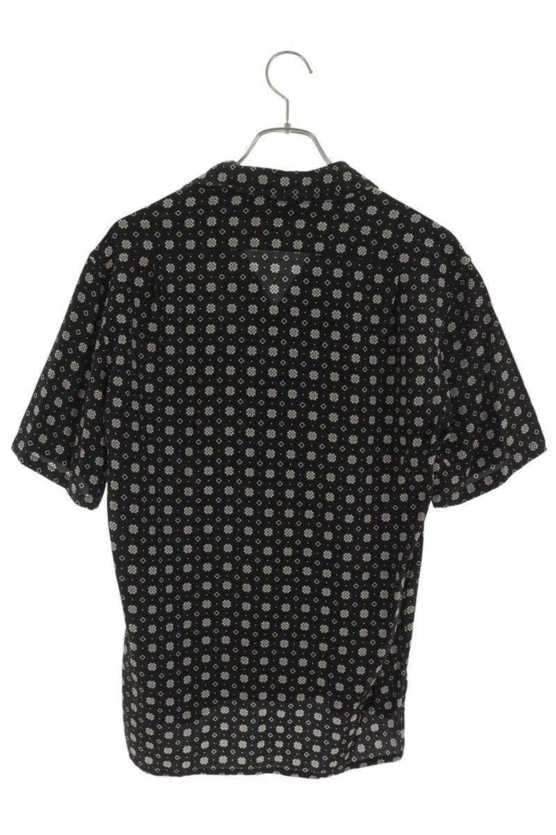 SAINT LAURENT PARIS Black Silk All-Over Pattern Shirt Size M