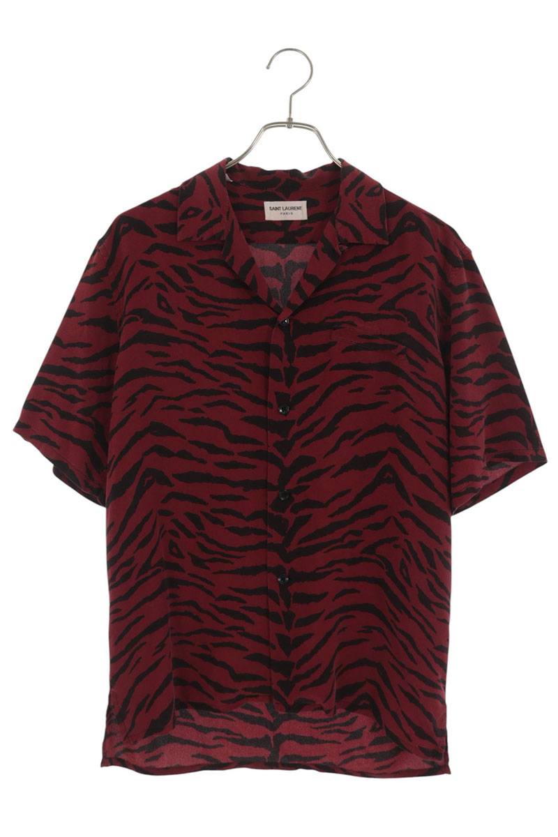 SAINT LAURENT PARIS Multi Silk Zebra Pattern Shirt Size S