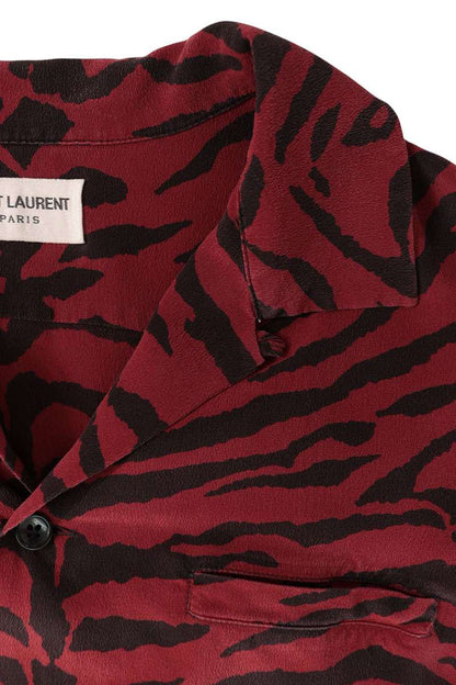 SAINT LAURENT PARIS Multi Silk Zebra Pattern Shirt Size S