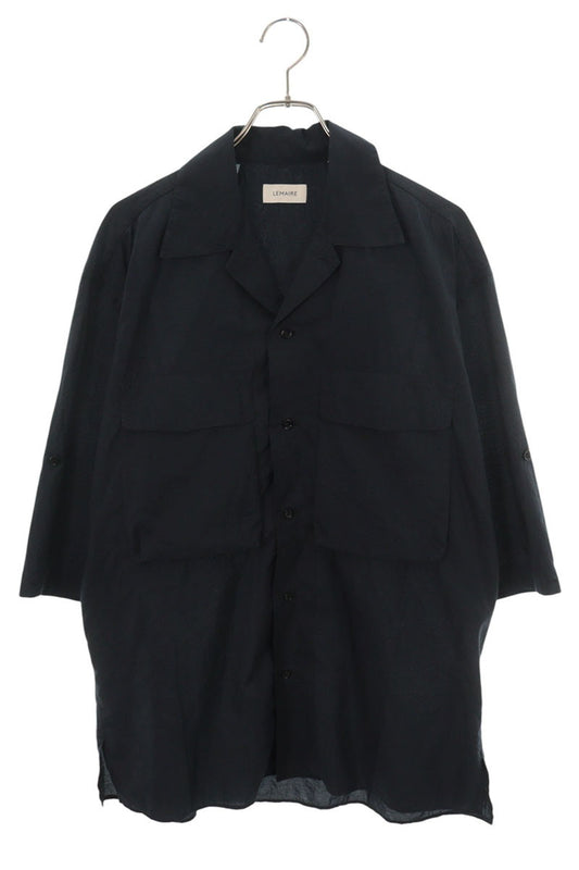 LEMAIRE 26SS Utility Cotton Nylon Short Shirt Black Size 46