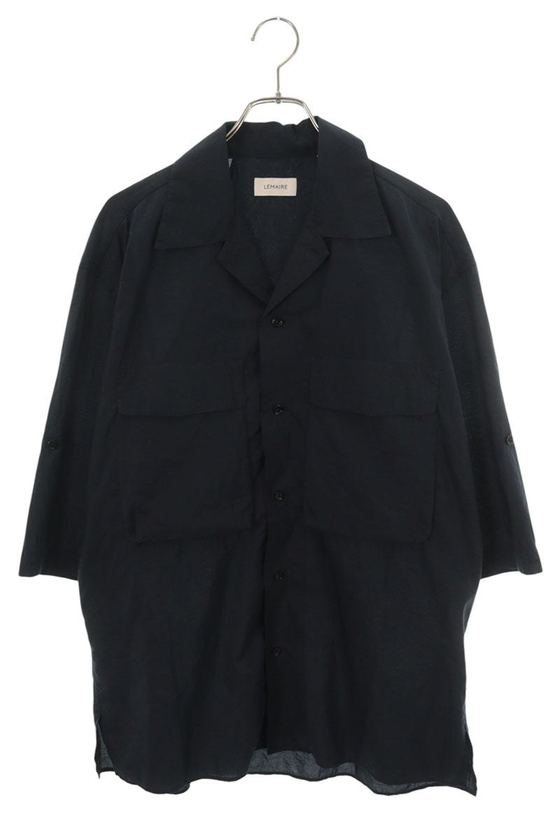 LEMAIRE 26SS Utility Cotton Nylon Short Shirt Black Size 46