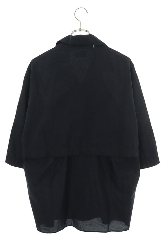 LEMAIRE 26SS Utility Cotton Nylon Short Shirt Black Size 46