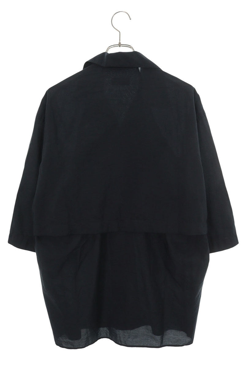 LEMAIRE 26SS Utility Cotton Nylon Short Shirt Black Size 46