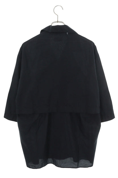 LEMAIRE 26SS Utility Cotton Nylon Short Shirt Black Size 46