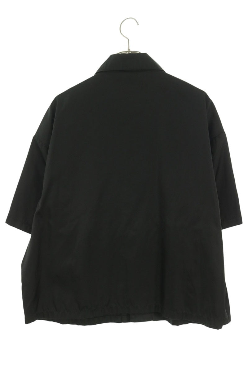 PRADA Logo Plate Nylon Short Sleeve Shirt Black Size L