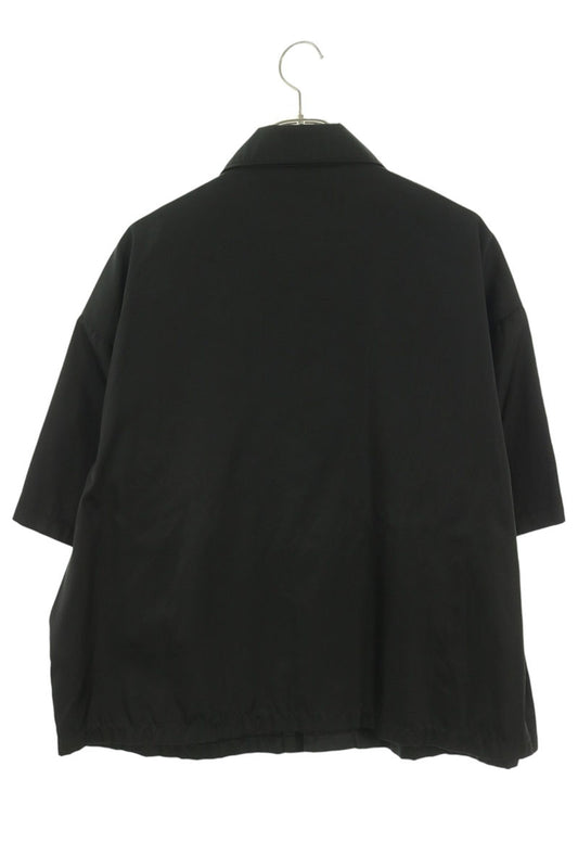 PRADA Logo Plate Nylon Short Sleeve Shirt Black Size L