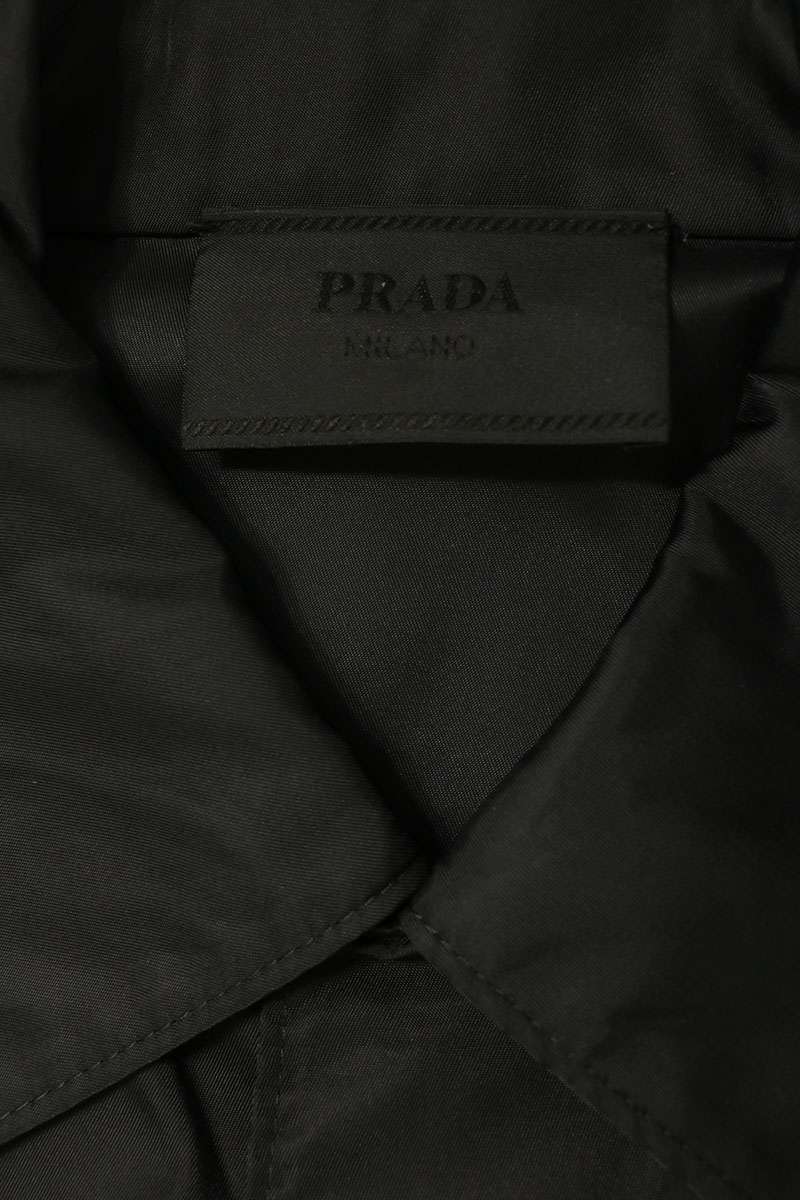 PRADA Logo Plate Nylon Short Sleeve Shirt Black Size L
