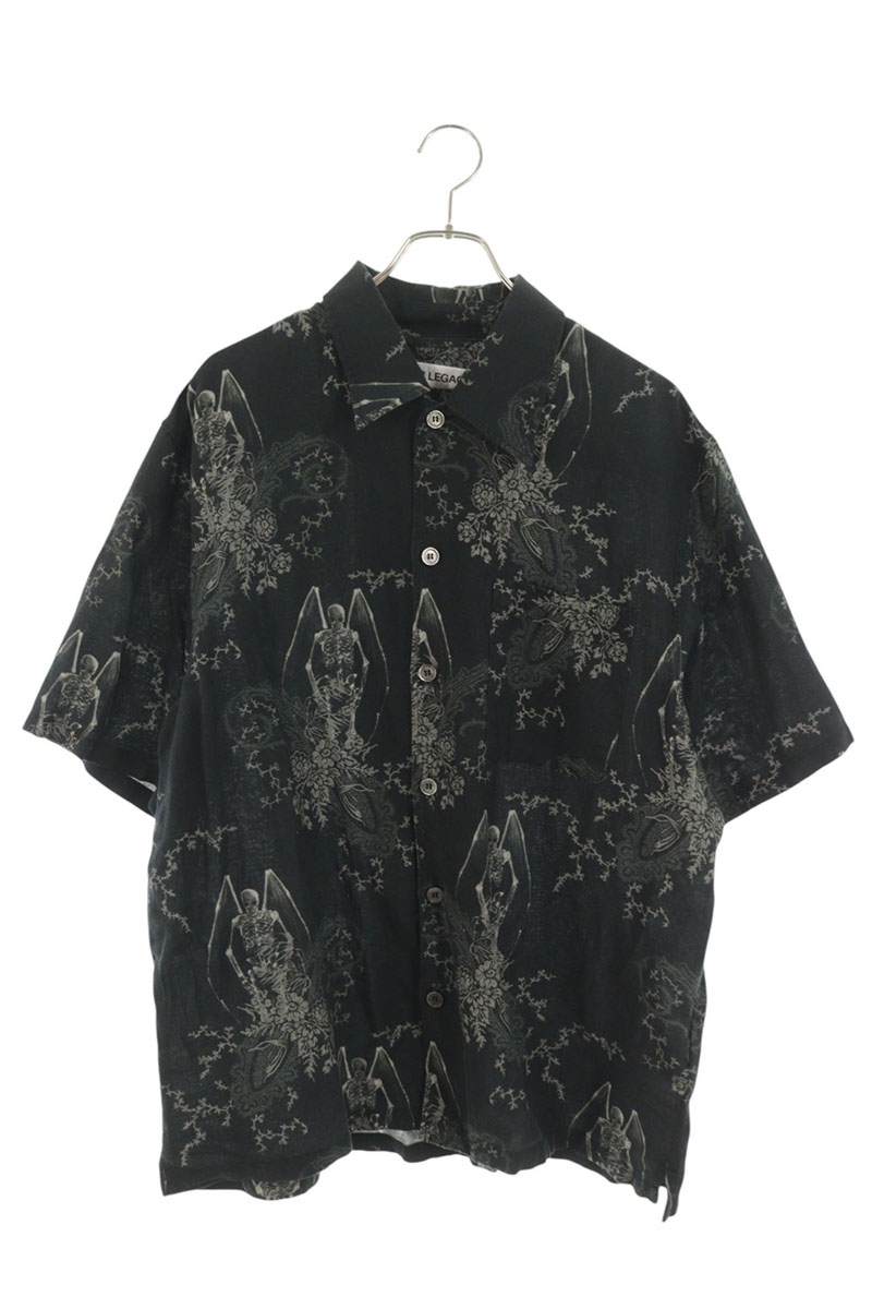 OUR LEGACY 26SS Skull Print Linen S/S Shirt Black Size 48