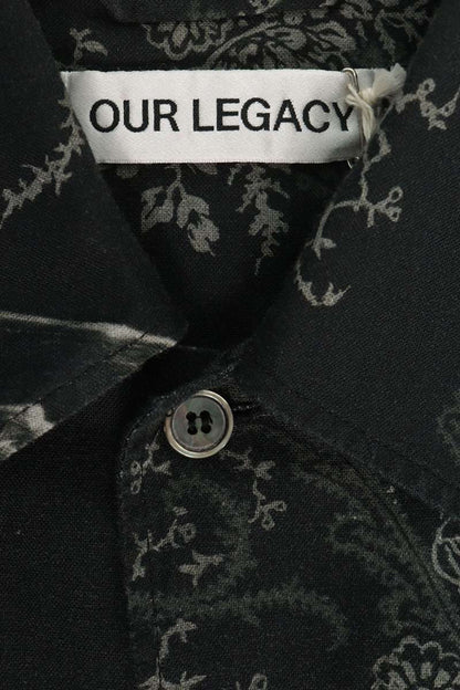 OUR LEGACY 26SS Skull Print Linen S/S Shirt Black Size 48