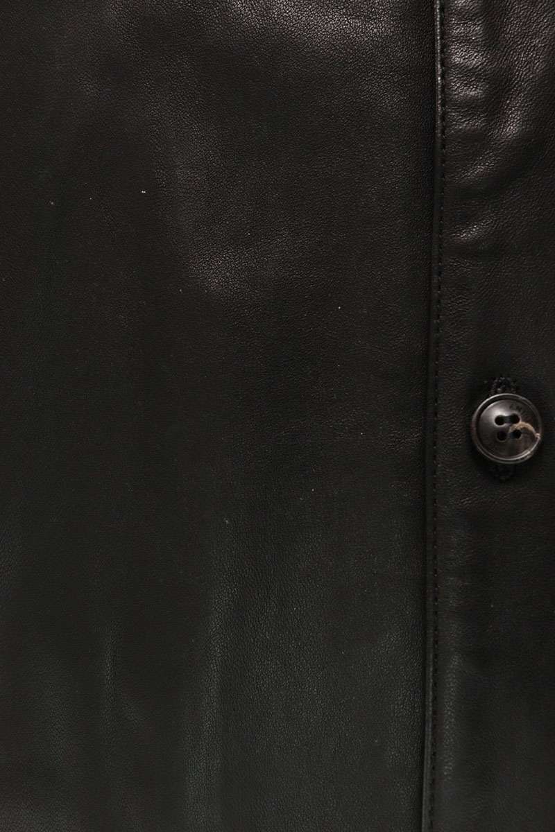 AMIRI Metal Logo Patch Leather S/S Shirt Black Size 48