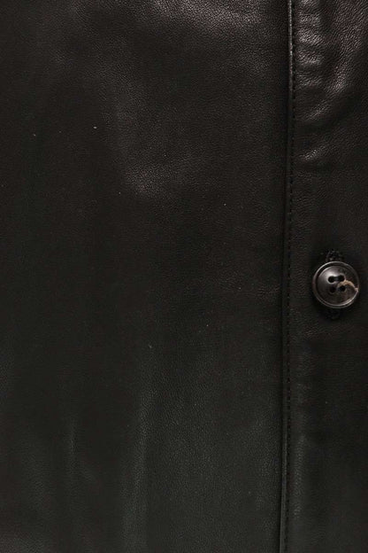 AMIRI Metal Logo Patch Leather S/S Shirt Black Size 48
