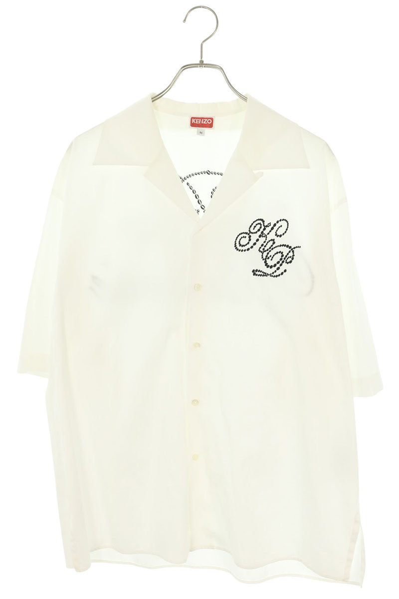 KENZO Back Embroidery Open Collar Cotton Shirt White Size M