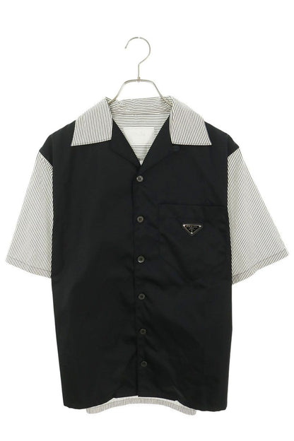 PRADA Triangle Nylon Panel Stripe Short Shirt SC599 Size XS