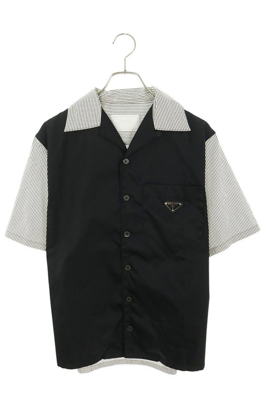 PRADA Triangle Nylon Panel Stripe Short Shirt SC599 Size XS