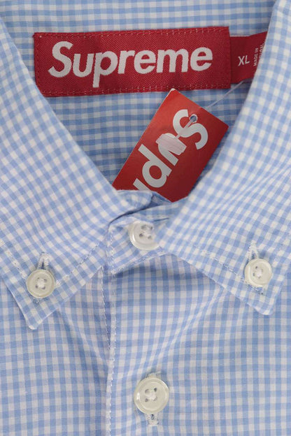 SUPREME 26SS Logo Embroidered Gingham Shirt Multi Size XL