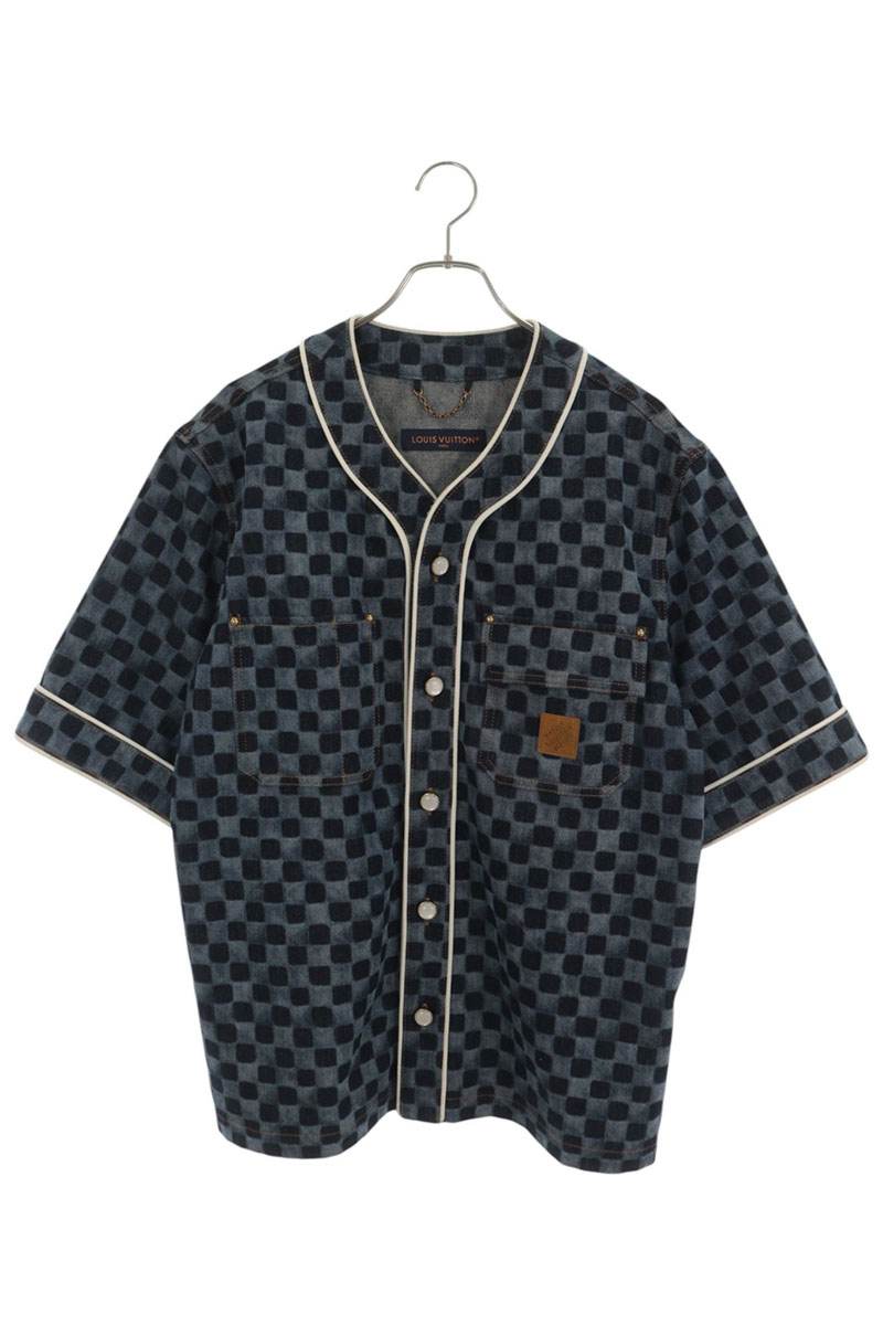 LOUISVUITTON Damier Baseball S/S Shirt Blue Size M