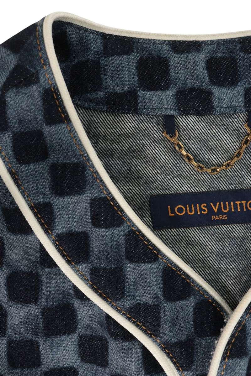 LOUISVUITTON Damier Baseball S/S Shirt Blue Size M