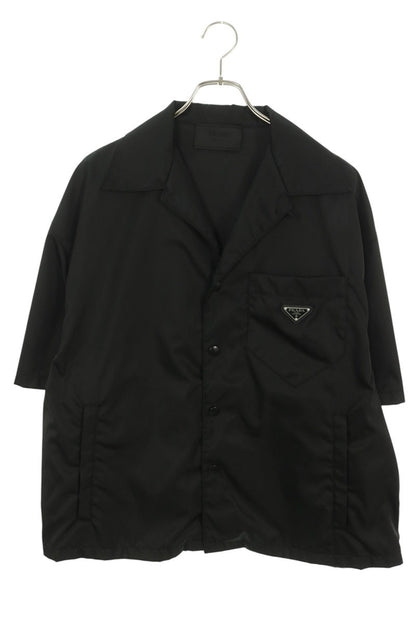 PRADA Triangle Logo Plate Nylon Shirt Black Size L