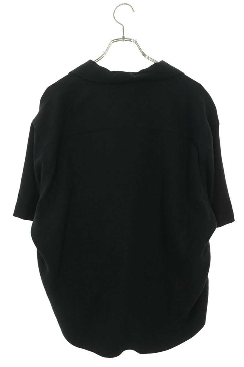 AMI Heart A Logo Embroidery Open Collar Shirt Black Size XS