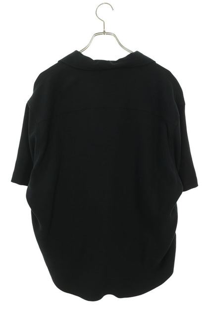 AMI Heart A Logo Embroidery Open Collar Shirt Black Size XS