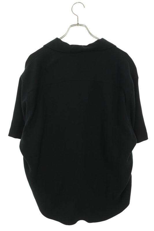 AMI Heart A Logo Embroidery Open Collar Shirt Black Size XS