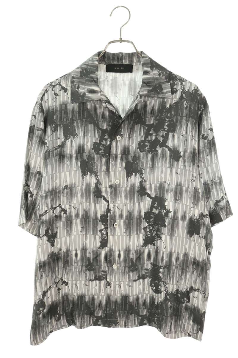 AMIRI Grey Silk Graphic Print Shirt Size L