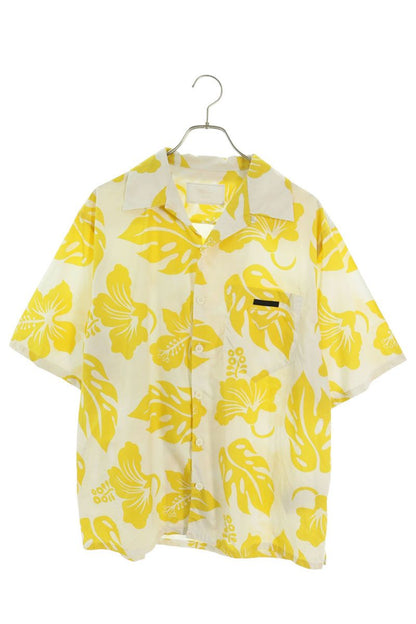 PRADA Multi Cotton Pattern Open Collar Shirt Size L
