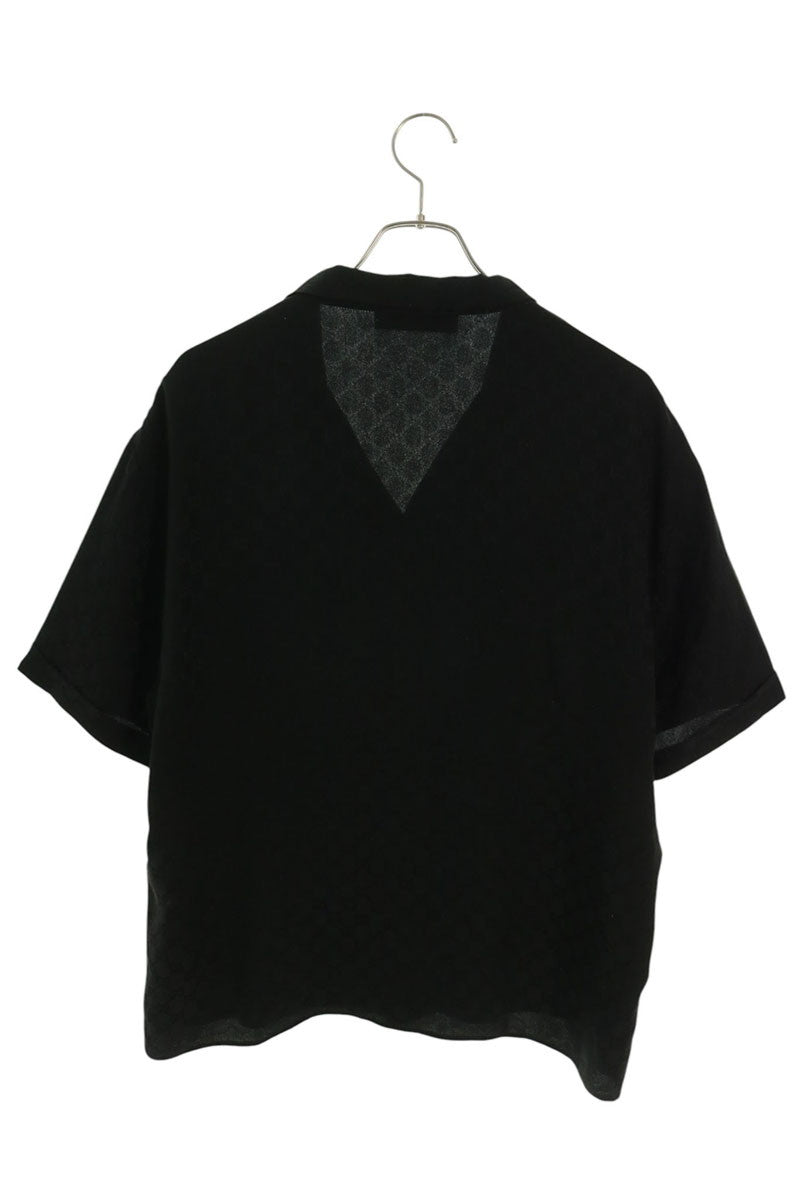 GUCCI Black GG Jacquard Silk Bowling Shirt Size 54