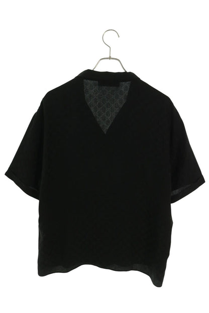 GUCCI Black GG Jacquard Silk Bowling Shirt Size 54