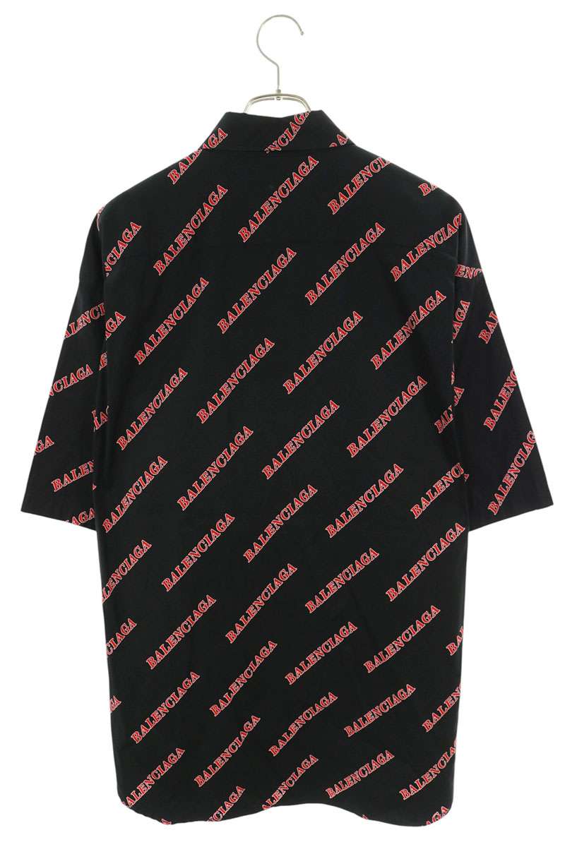 BALENCIAGA Multi Cotton Logo Zip Short Sleeve Shirt Size 38