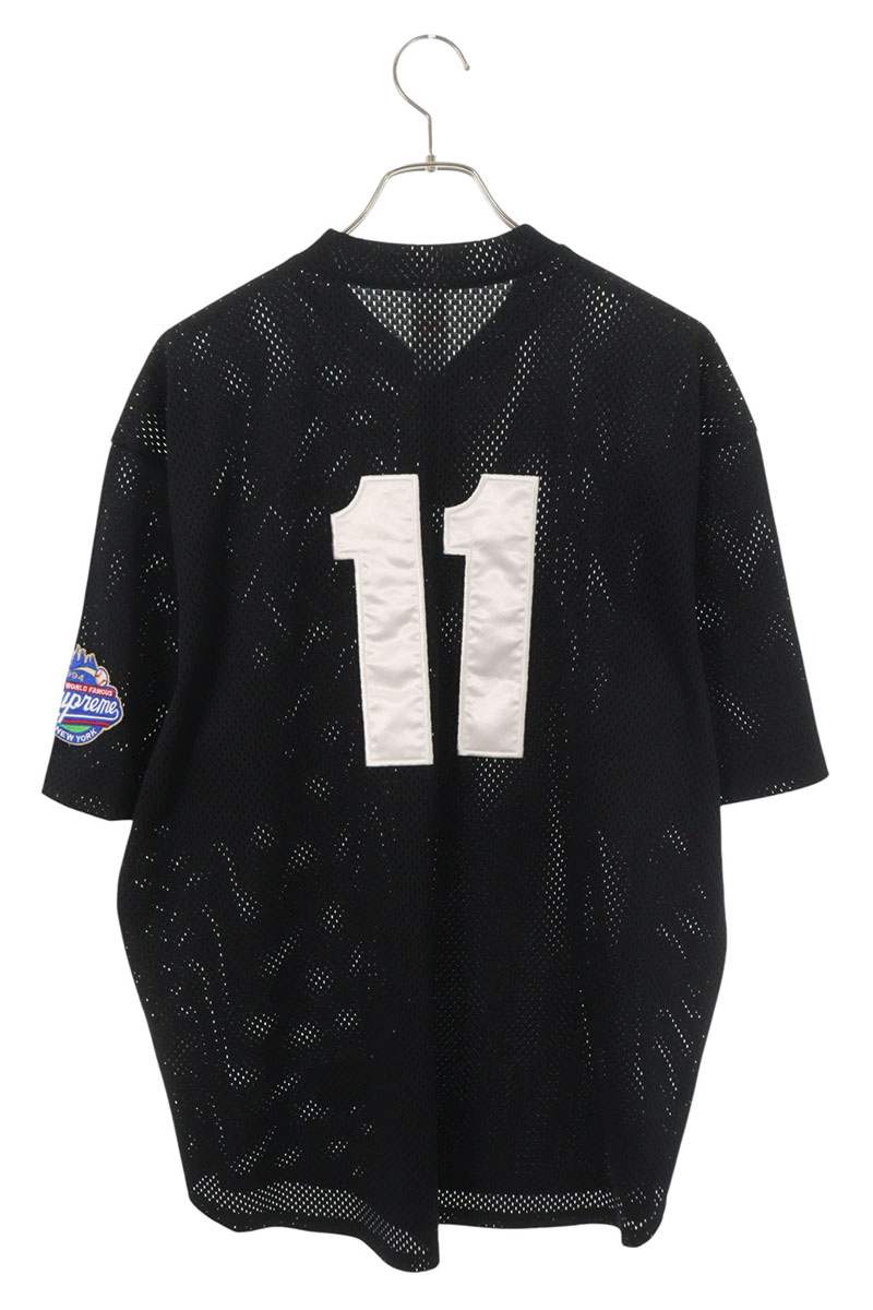 SUPREME 25SS Black S Logo Baseball Henley Mesh Shirt Size L