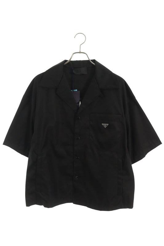 PRADA Re-Nylon Triangle Plate Short Shirt Black Size L