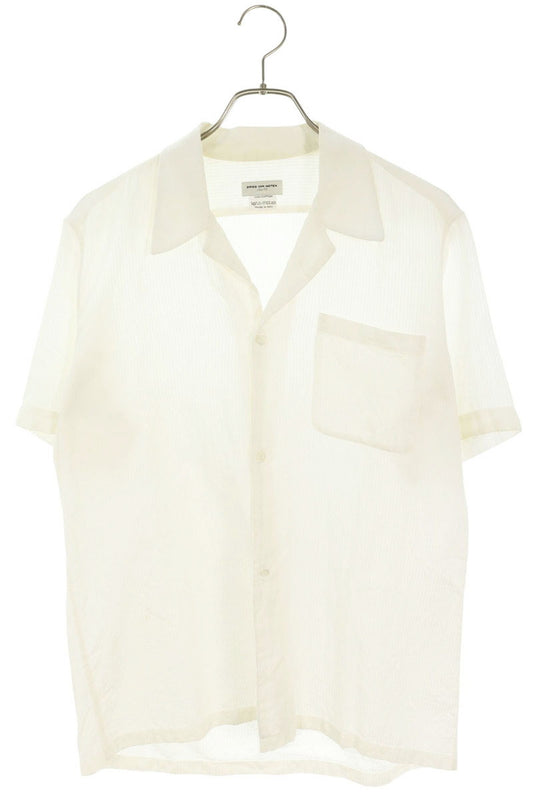DRIES VAN NOTEN White Open Collar Cotton S/S Shirt Size 48