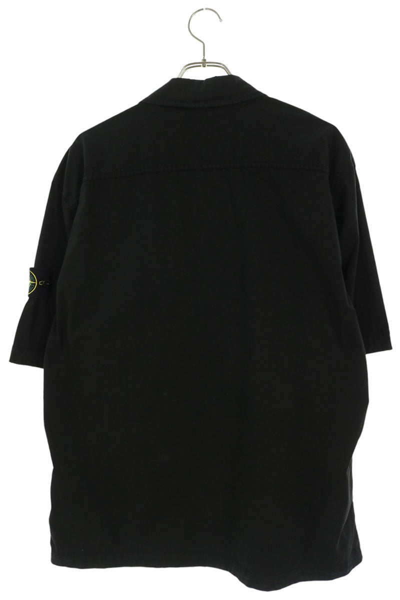 STONEISLAND 26SS Logo Patch Cotton Shirt Black Size XL