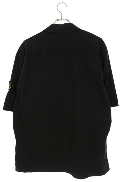 STONEISLAND 26SS Logo Patch Cotton Shirt Black Size XL