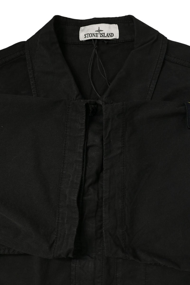 STONEISLAND 26SS Logo Patch Cotton Shirt Black Size XL