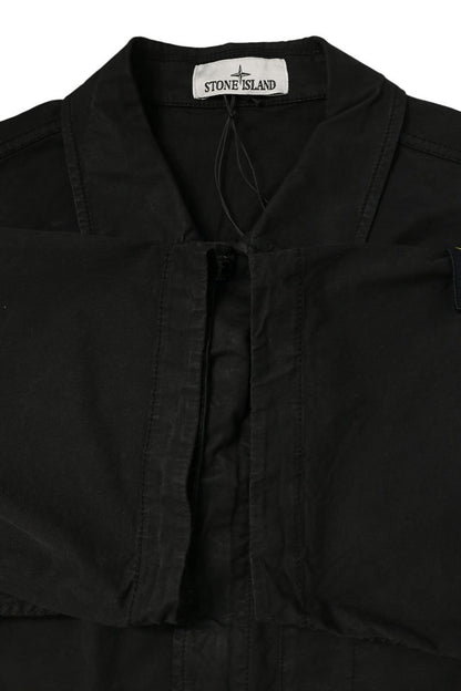 STONEISLAND 26SS Logo Patch Cotton Shirt Black Size XL
