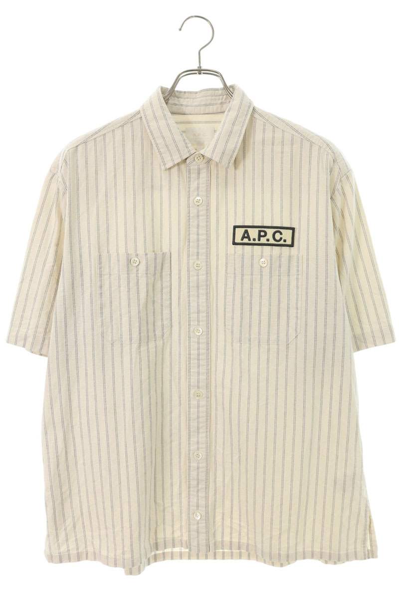 A.P.C. PHIL Logo Embroidered Patch Shirt Beige Size L