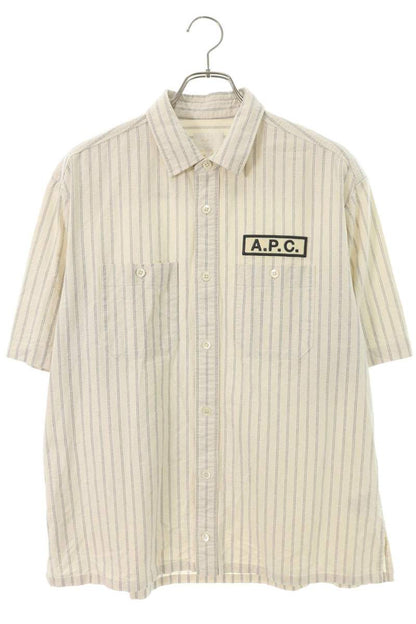 A.P.C. PHIL Logo Embroidered Patch Shirt Beige Size L