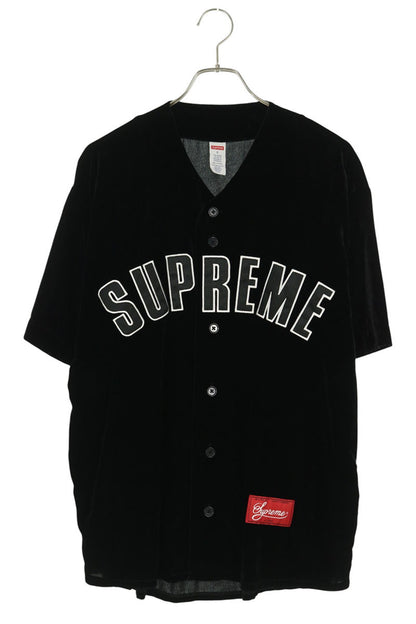 SUPREME 25SS Velvet Baseball Jersey Black Shirt Size S