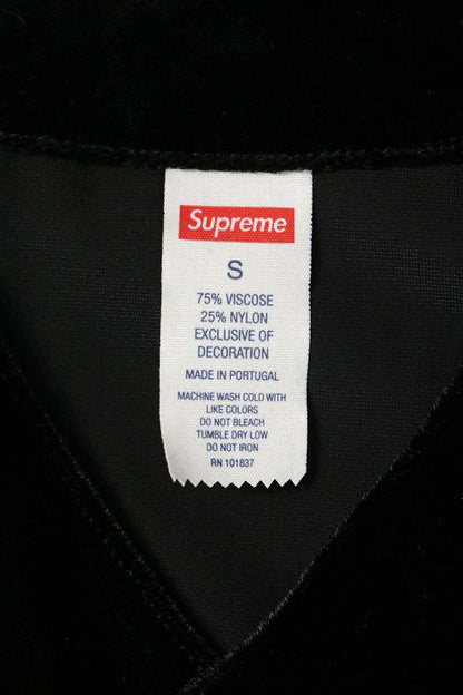 SUPREME 25SS Velvet Baseball Jersey Black Shirt Size S