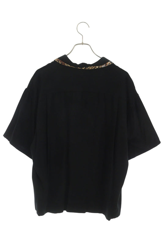 CELINE Loose Bowling Rayon Short Sleeve Shirt Black Size 37