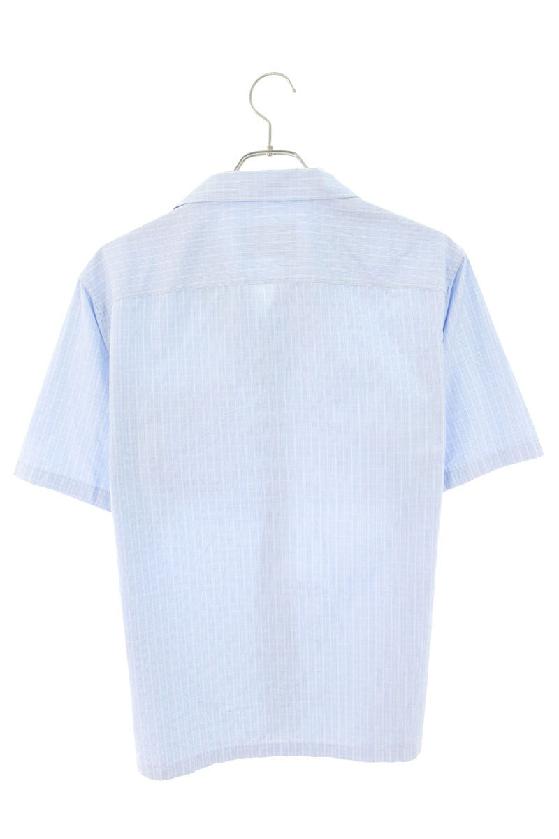 PRADA Triangle Logo Stripe Cotton Shirt Blue Size S