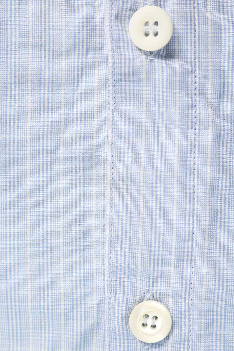 PRADA Triangle Logo Stripe Cotton Shirt Blue Size S
