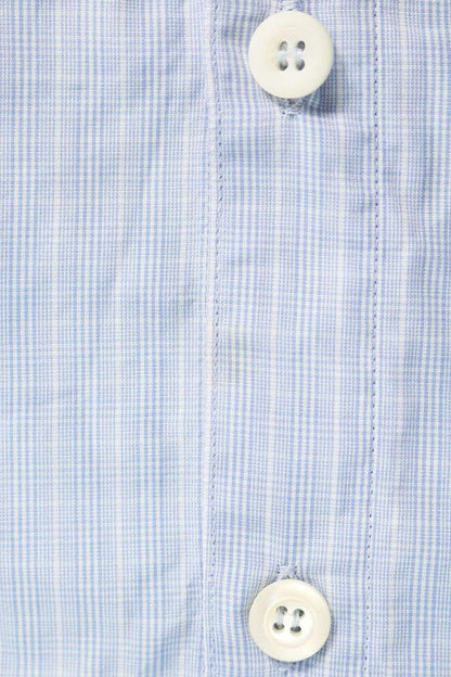 PRADA Triangle Logo Stripe Cotton Shirt Blue Size S
