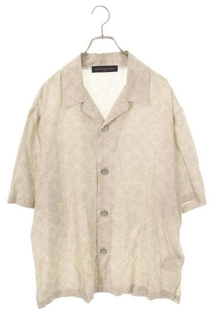 LOUISVUITTON 26AW Monogram Print Silk Shirt Beige Size L