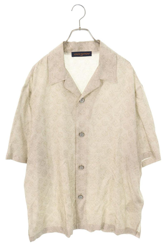 LOUISVUITTON 26AW Monogram Print Silk Shirt Beige Size L
