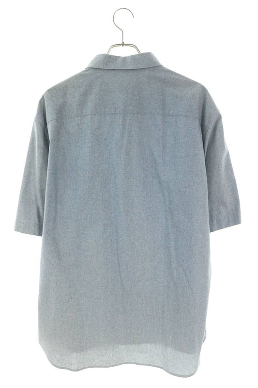 DIOR Logo Patch Cotton Short Sleeve Shirt Blue Size 42